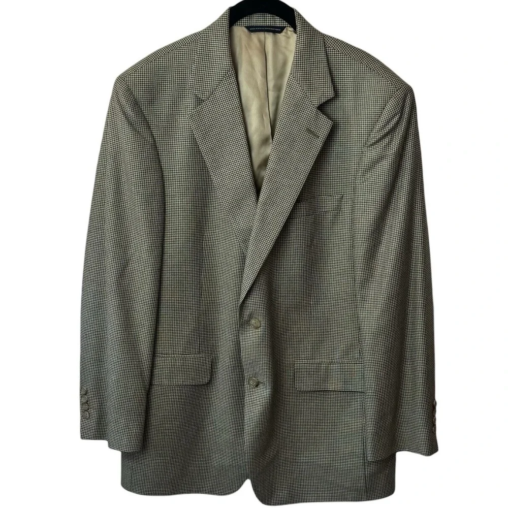 Brooks Brothers Houndstooth Wool Silk Sport Coat Suit Jacket Career Luxury 40R